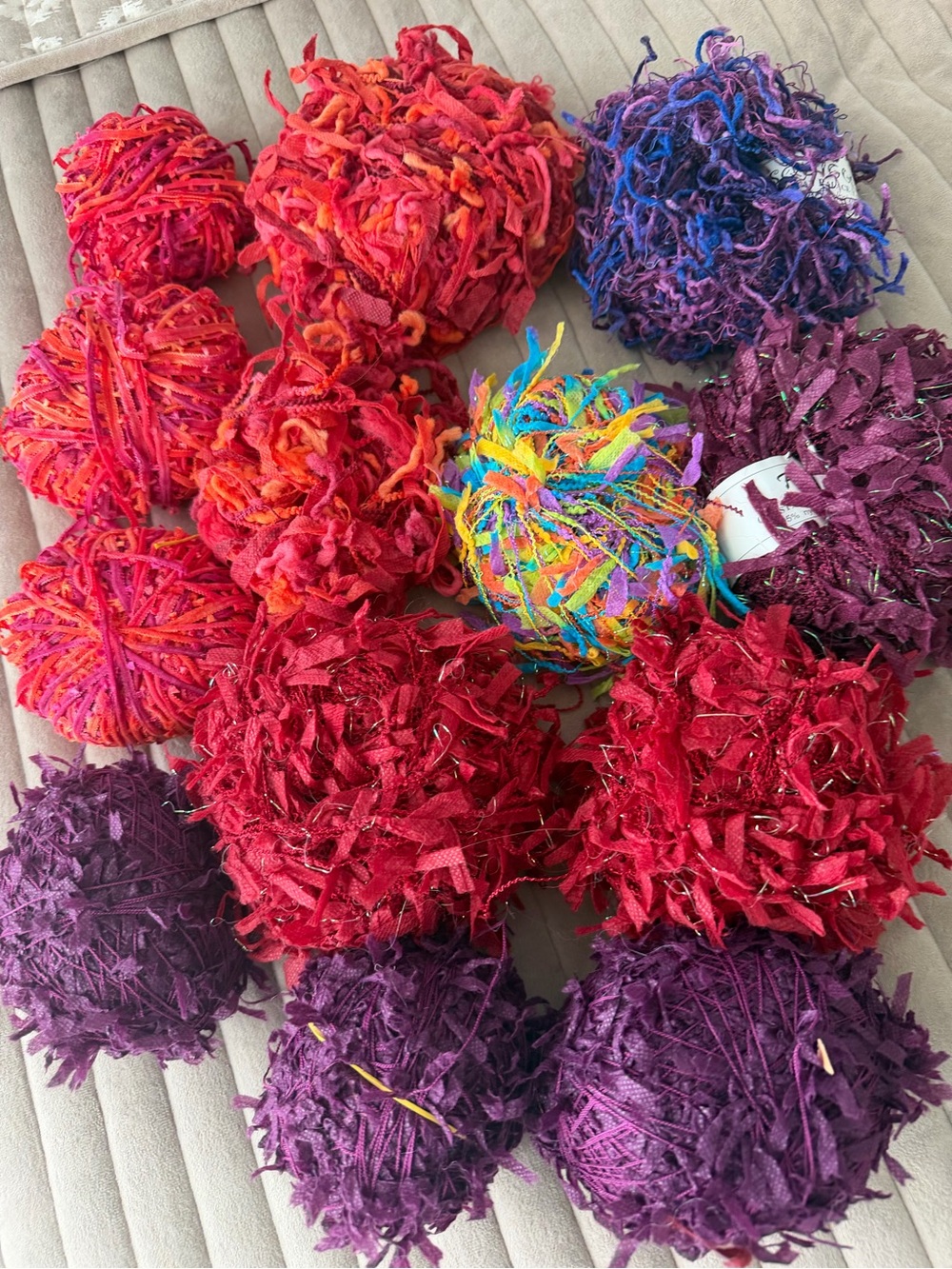 Fancy ribbon yarns Balls - Assorted Bright Colors